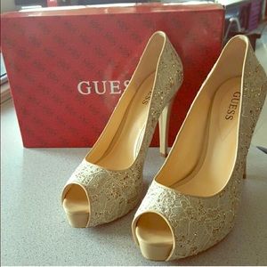 Beige Open Toe Dress Heels