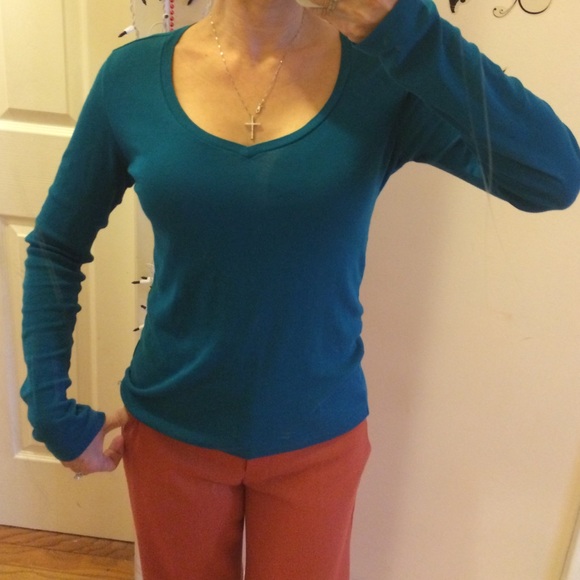 J. Crew Tops - J.Crew long sleeve blue/green long sleeve t shirt