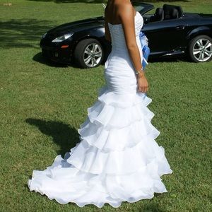 White Mermaid Style Prom Dress