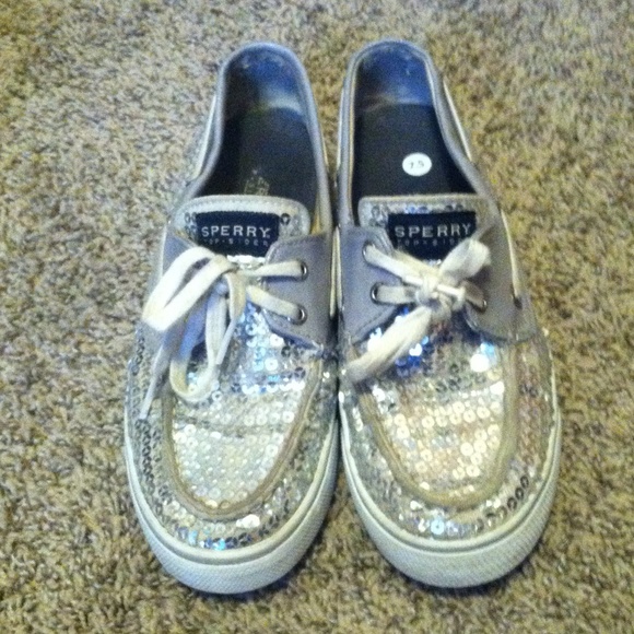 Silver sequins sperrys