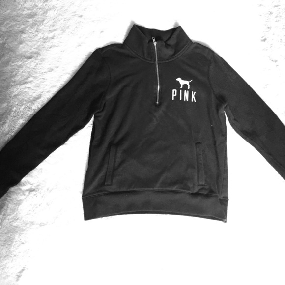 PINK Victoria's Secret Tops - Black cotton quarter zip up