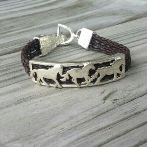 ❤️SALE!! Running Horse Bracelet - Leather & Silver