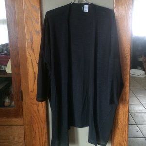H&M long open front cardigan black sheer size L