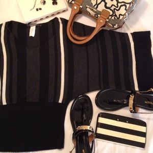 Rampage Stripped batwing sleeve sweater