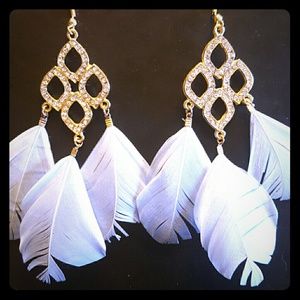 Gold Sparkly Feather Earrings