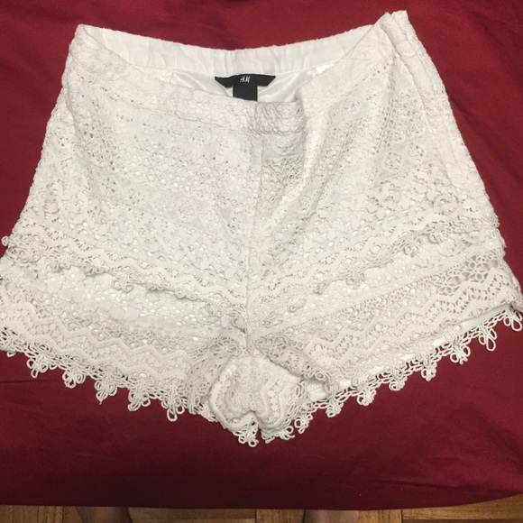 White lace shorts