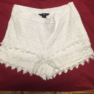 White lace shorts