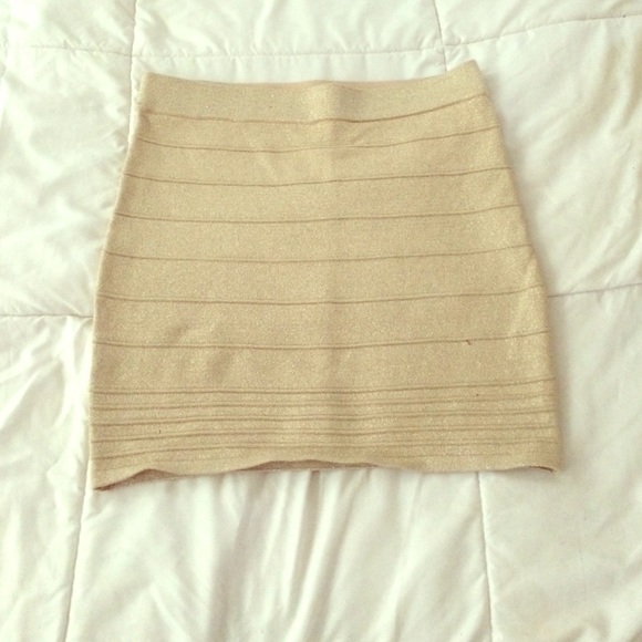 Gold mini skirt
