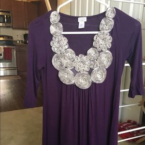 Casual dress with elegant soft cream flowers