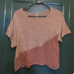 Paper Crane half knit half chiffon cropped tee