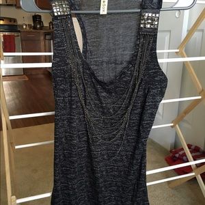 Edgy top with added metal necklace