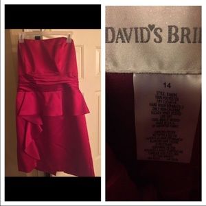 David's bridal apple red satin dress
