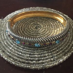 Mixed Metal With Blue And Purple Stones Bracelet