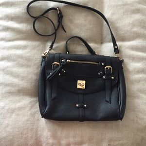 Black faux leather purse
