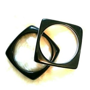 Square Black Bracelet Bangles Set