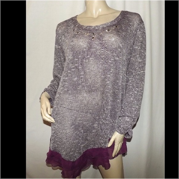 Plus Size Embellished Tunic Sweater 2X