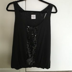 Black with sequin stripe tank top