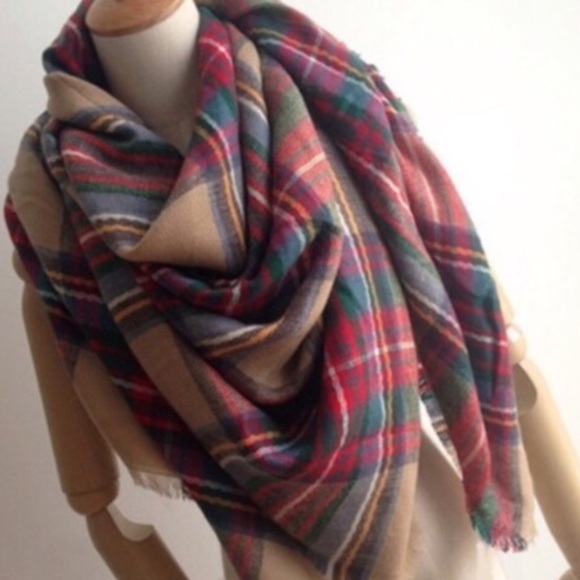 Plaid blanket scarf