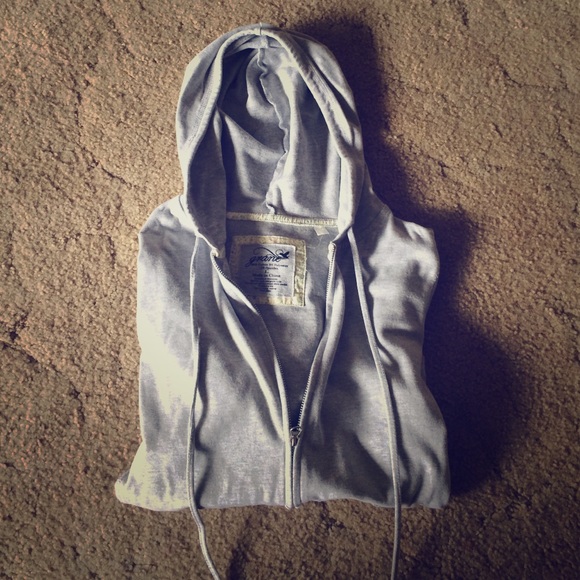 Gray light jacket with hood