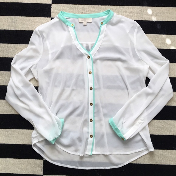 Olive & Oak Sheer Button Down Blouse