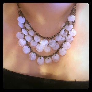 White Beaded Statement Necklace