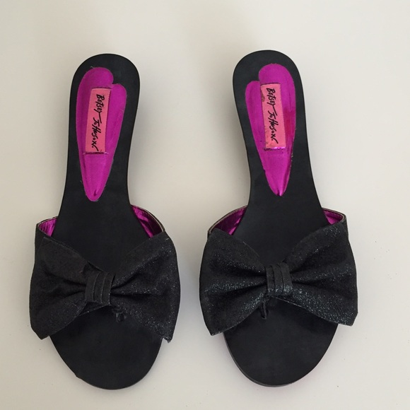Betsey Johnson Glitter Bow Sandals