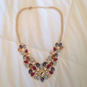multicolor jeweled statement necklace