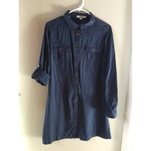 Navy button up