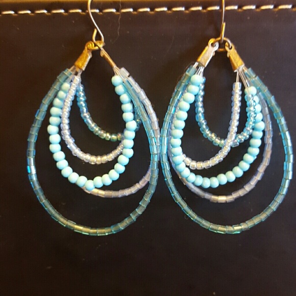 Blue Beaded Earrings - Picture 1 of 1
