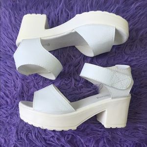 White Platform Chunky Trendy Heels