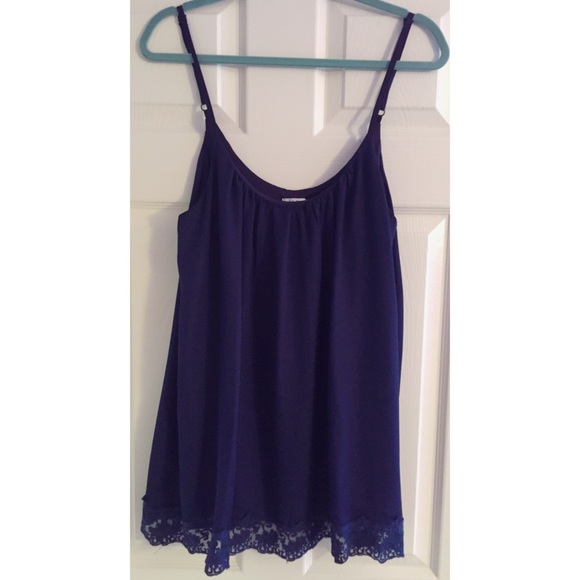 Navy Blue Mini Shift Dress with Lace Trim