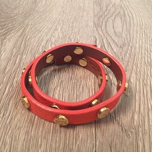 Tory burch leather wrap bracelet - orange