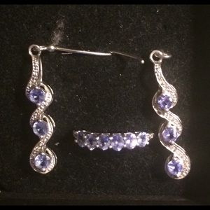 🌺.925SS TANZANITE EARRING/RING SET🌺