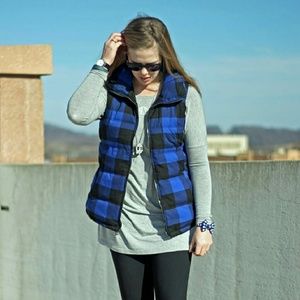 Plaid puffer vest