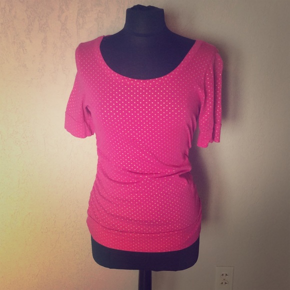 Cute pink shirt with gold polka dots