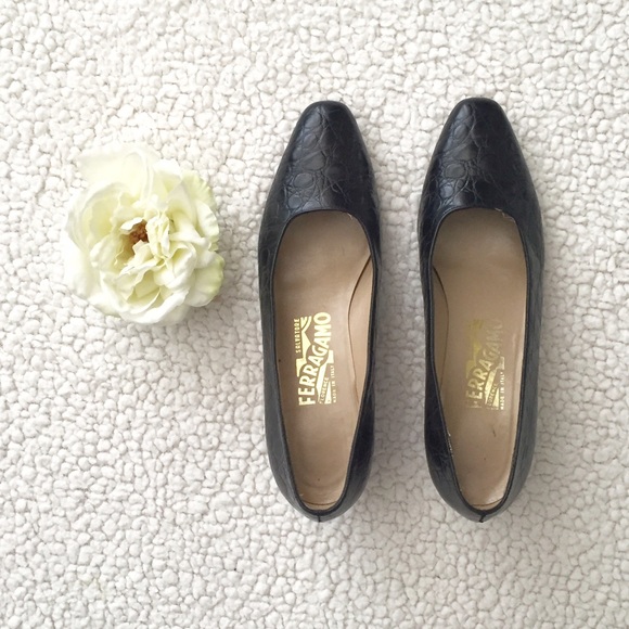 Salvatore Ferragamo Shoes - Authentic Vintage Ferragamo Croc Heel