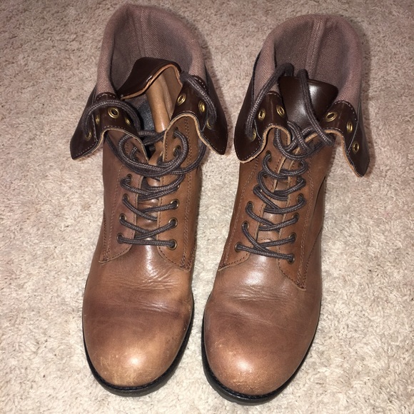 Brown combat boots from Urban Outfitters