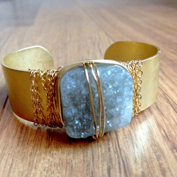 Anthropologie | Raw Quartz Cuff Bracelet