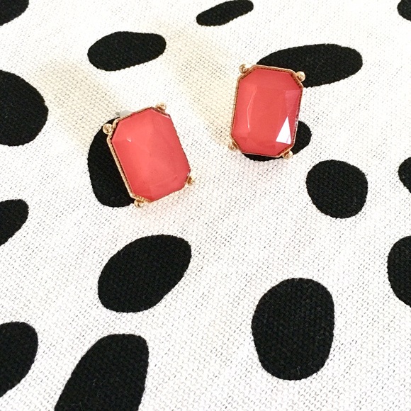 Coral Statement Post Earrings - Picture 1 of 4