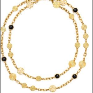 Tory Burch "Livia" logo double strand necklace