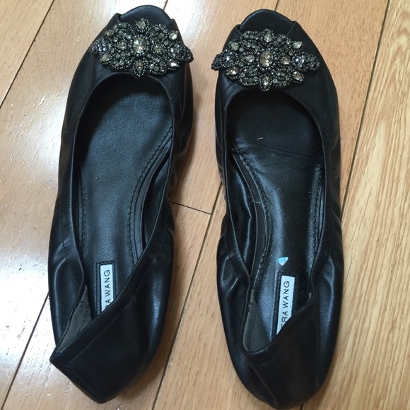 Vera Wang Luna Jeweled black flats size 7.5
