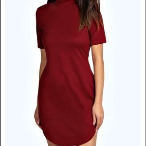 Ribbed Curved Hem bodycon dress
