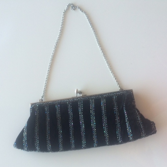 Black beaded clutch
