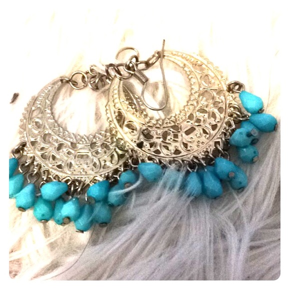 Gold and turquoise hoop earrings!