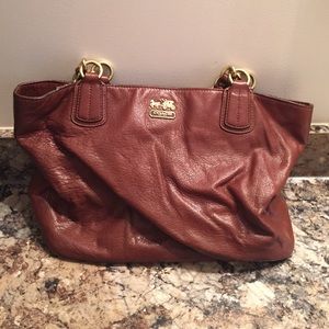 Coach Brown Tote with Gold Accents