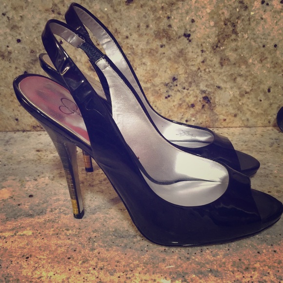 LIKE NEW Jessica Simpson Black Leather Slingback's