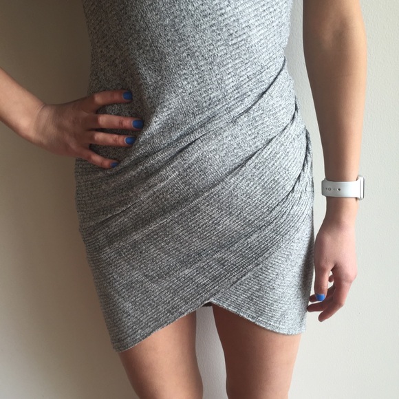 HP🎉[grey marled sleeveless draped mini dress] - Picture 3 of 4