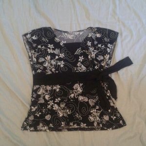 Flower Black and White Shirt