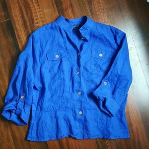 Jones New York xl bkue button down 3/4 sleeve
