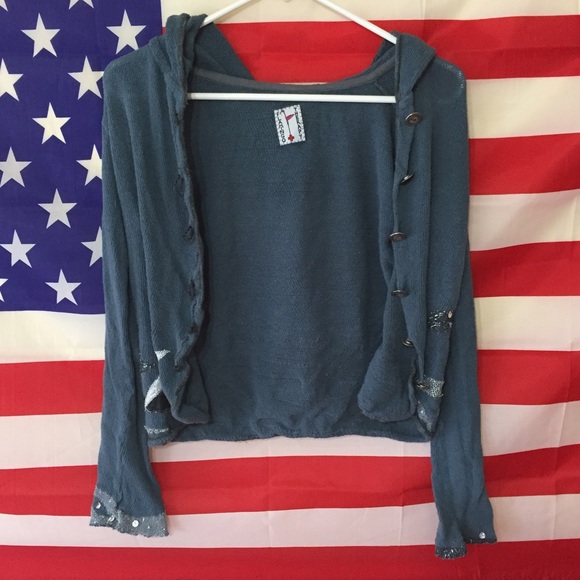 LF BUTTON UP SWEATER W/HOOD&Details!lightly worn! - Picture 4 of 6